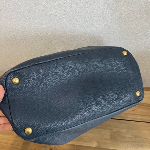 Prada Vitello Daino Pebble Leather Side Pocket Tote Handbag Bag Blue GORGEOUS! - Picture 7 of 15